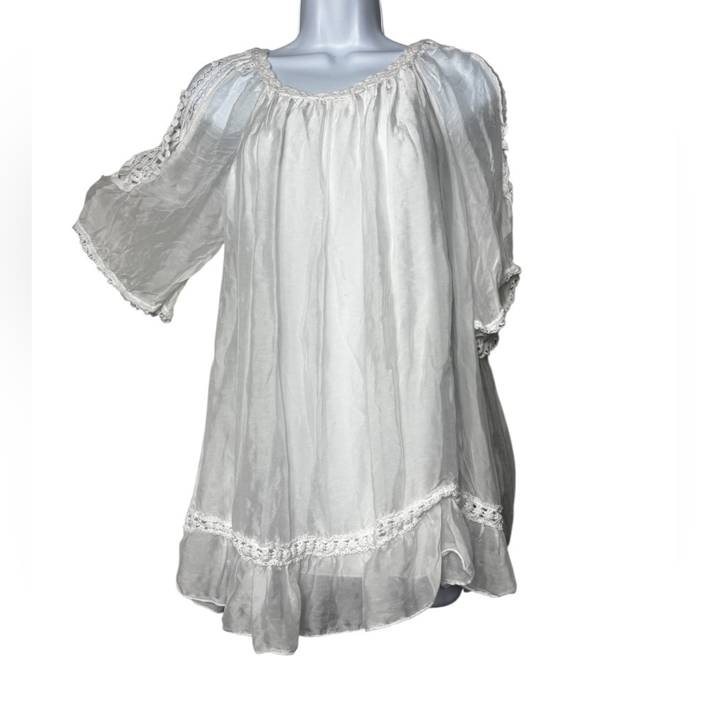 TEMPO PARIS Tops Silk Blend BOHO Fairy Layered Summer Blouse Made In Italy Small